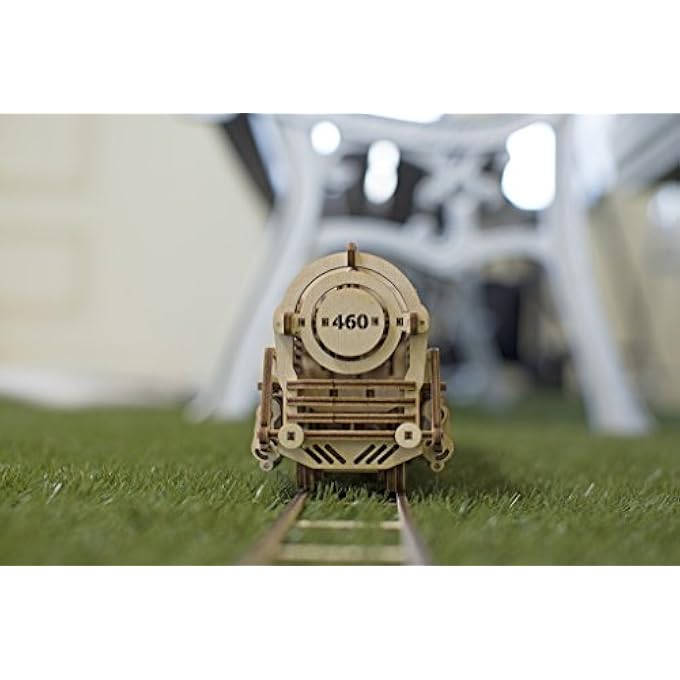 MADE IN EUROPE, 3D WOODEN PUZZLE STEAM TRAIN LOCOMOTIVE WITH TENDER EDUCATIONAL STEM LEARNING DIY WOODCRAFT CONSTRUCTION TOY FOR ADULTS & KIDS, PERFECT FOR GIFTING, NO GLUE NEEDED, UGR-70012 - Image 4